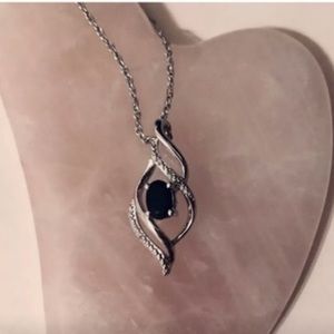 Faceted Stones Sapphire Silver Necklace